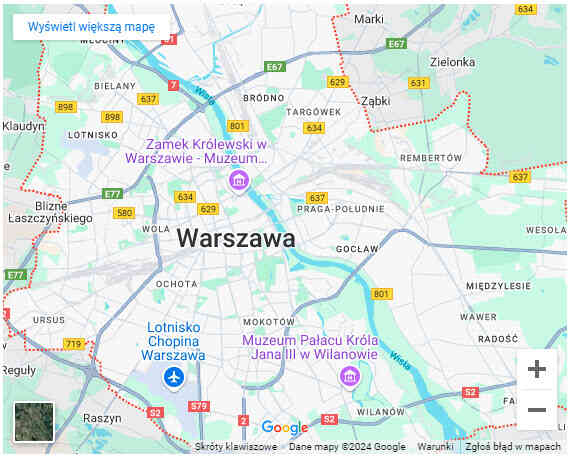 zajęcia dla dzieci z dojazdem Warszawa mapa